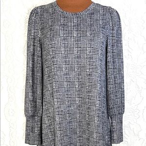 Fortune+Ivy Stitch Fix Houndstooth Black Gray White Sweater Dress M Long Sleeve